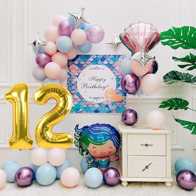 40 inch Number Balloon 0-9 Gold Large Number 12 Balloons,Digital Balloons for Birthday Party Celebration Decorations Supplies, Helium Foil Number Balloons for Wedding Anniversary