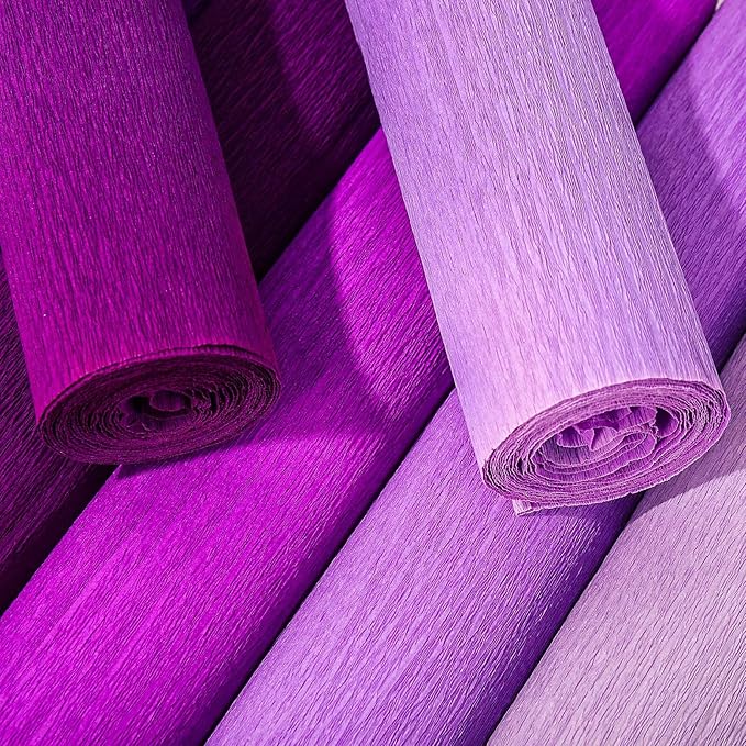 Whaline 8 Rolls Purple Crepe Paper Streamers 25 x 250cm 4 Gradient Purple Colors Party Decorative Craft Streamers Roll for Graduation Party Supplies Backdrop DIY Gift Wrapping Room Wall Decor