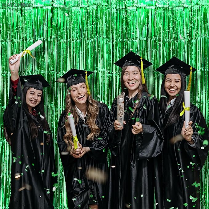 KatchOn, Green Streamers - 3.2x8 Ft, Pack of 2 | Green Backdrop for Dinosaur Birthday Decoration | Door Streamers for Jungle, Safari Party, Cinco De Mayo Decorations | Graduation Decorations 2026