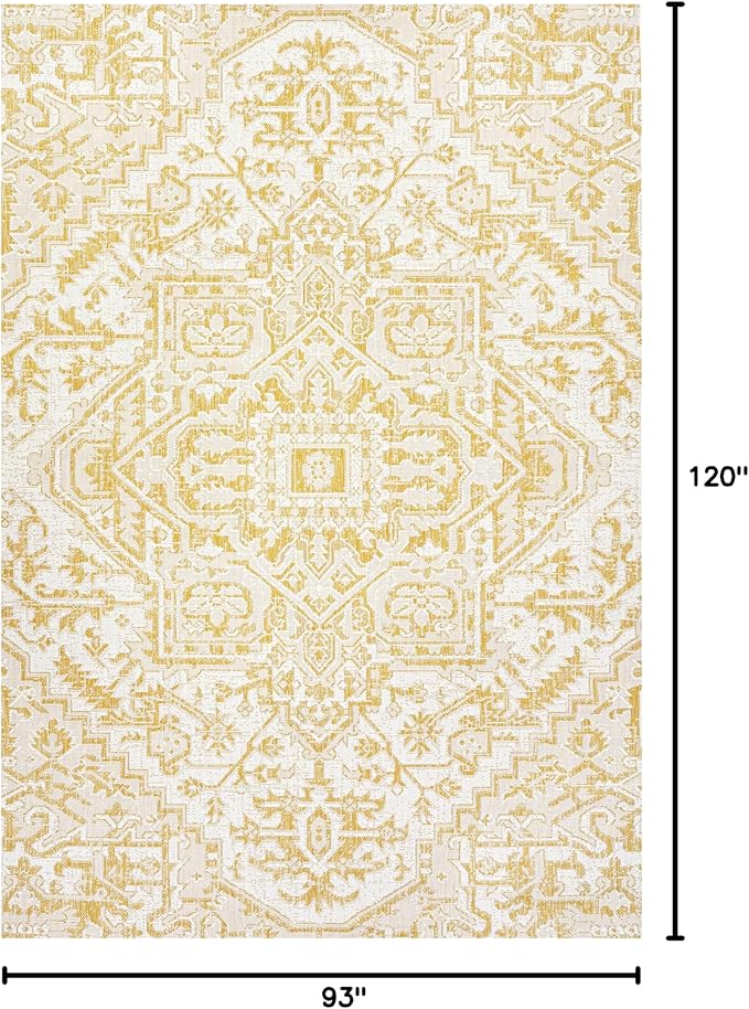JONATHAN Y Boho Medallion Indoor Outdoor Area Rug 8X10 Cream/Yellow, Estrella Textured Weave for Backyard, Patio, Porch, Easy-Cleaning, High Traffic, Pet-Friendly, Non-Shedding (SMB105H-8)