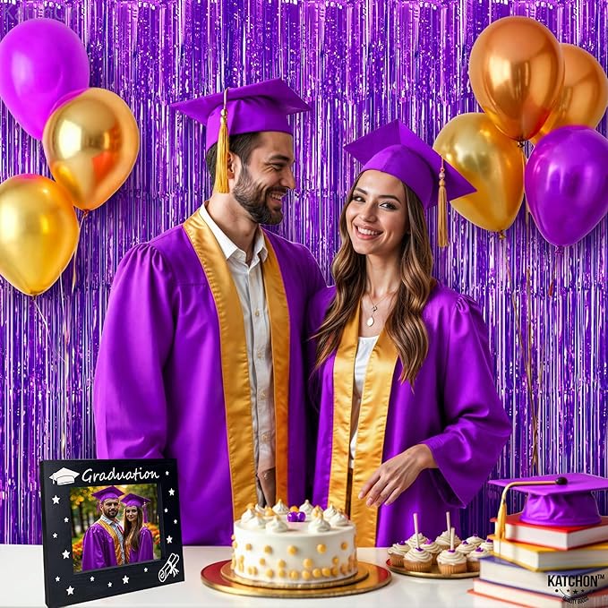 KatchOn, Metallic Purple Foil Fringe Curtain 3.2x8 Ft, Pack of 2 | Streamer Backdrops for Purple Birthday Decorations, Mermaid Birthday Decor for Home | Backdrops for Graduation Decorations 2026