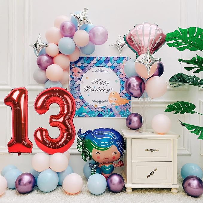 40 inch Number Balloon 0-9 Red Large Number 13 Balloons,Digital Balloons for Birthday Party Celebration Decorations Supplies, Helium Foil Number Balloons for Wedding Anniversary