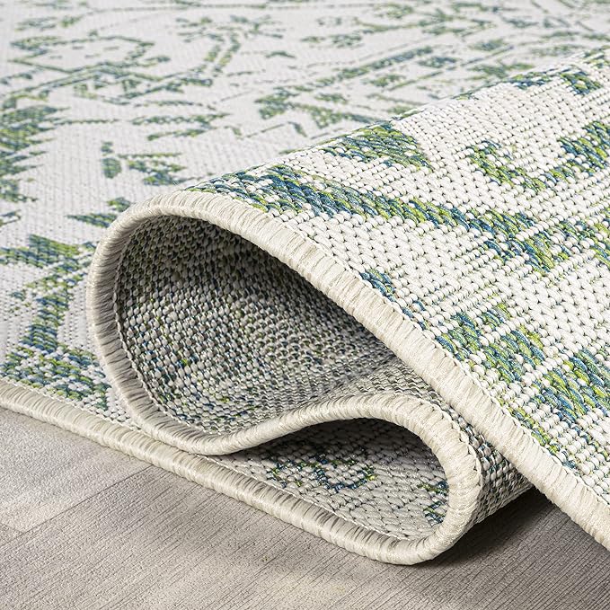 JONATHAN Y Boho Medallion Indoor Outdoor Area Rug 9X12 Green/Cream, Estrella Textured Weave for Backyard, Patio, Porch, Easy-Cleaning, High Traffic, Pet-Friendly, Non-Shedding (SMB105G-9)