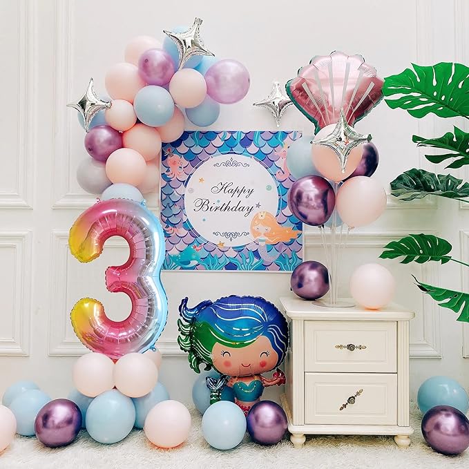 40 Inch Number Balloons 0-9 Rainbow Gradient Large Number 3 Balloons, Digital Balloons for Birthday Party Celebration Decorations, Helium Foil Number Balloons for Wedding Anniversary