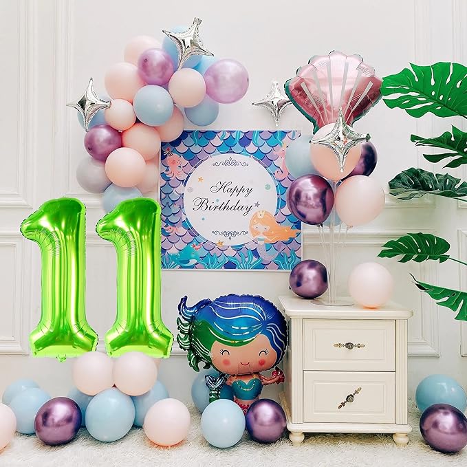 40 inch Number Balloon 0-9 Green Large Number 11 Balloons,Digital Balloons for Birthday Party Celebration Decorations Supplies, Helium Foil Number Balloons for Wedding Anniversary