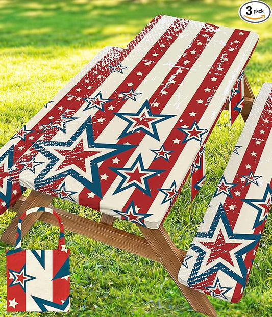 Picnic Table Cover with Bench Covers Elastic Table Cloth Cool Fun Unique Ideas Christmas Xmas Father Valentine's Day Birthday Party Camping Gift for Camper RV Owner Camping Lovers Couple Men Adult Dad