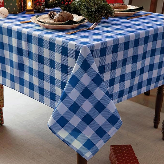 Waterproof Plaid Tablecloth Fabric - Square 58x58 Inch Classic Gingham Checker Table Cloth for Indoor/Outdoor Use - Buffalo Table Cover for Picnics, BBQs, and Parties