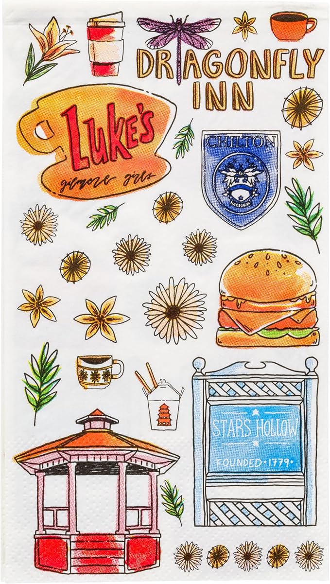 Silver Buffalo Gilmore Girls Featuring Dragonfly Inn, Chilton, Stars Hollow, and Luke’s Diner 32 Pack Party Paper Napkins