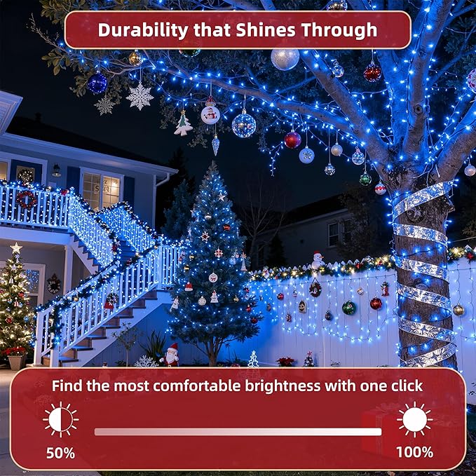 470FT Christmas Lights Outdoor, 1500 LED Christmas Tree Decoration Lights with 12 Modes & Timer Memory, Dimmable Plug in Waterproof LED Xmas Light for Yard Trees Wedding Party Holiday Blue