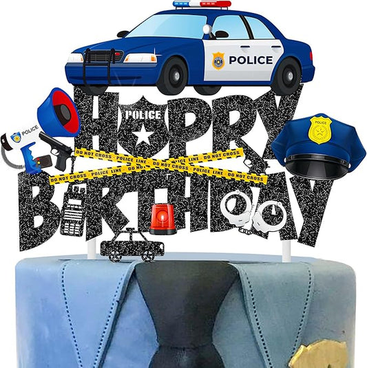 Police officer Cake Topper Police Birthday Cake Pick Police Car Birthday Party Decoration Police Party Cake Decor for Police Retirement Baby Shower Supplies