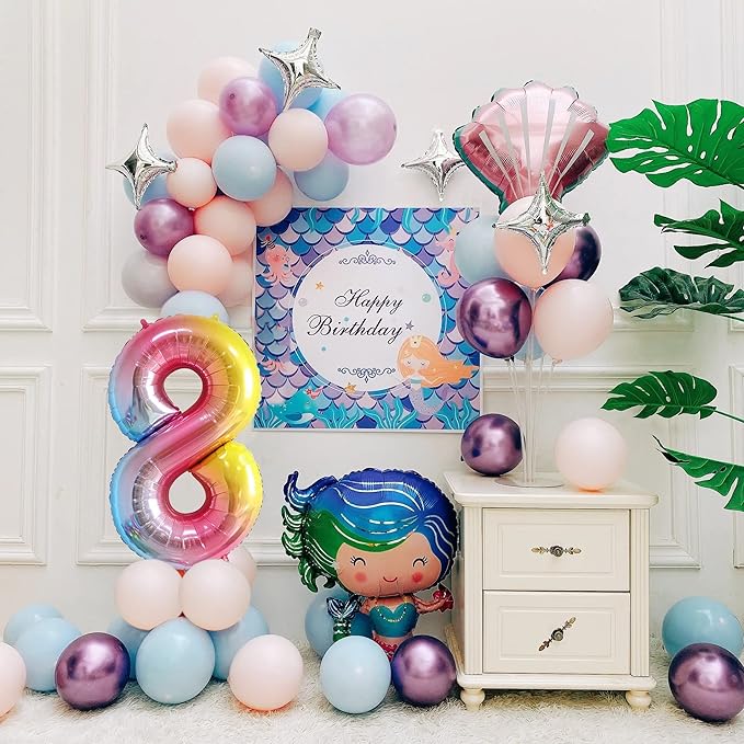 40 Inch Number Balloons 0-9 Rainbow Gradient Large Number 8 Balloons, Digital Balloons for Birthday Party Celebration Decorations, Helium Foil Number Balloons for Wedding Anniversary