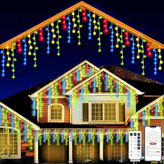 SOSHOT Christmas String Lights Outdoor - 99Ft/30M 1280 LED 8 Modes with Remote Control and App Waterproof Christmas Lights for Patio Yard Garden Wedding Party-Multicolor