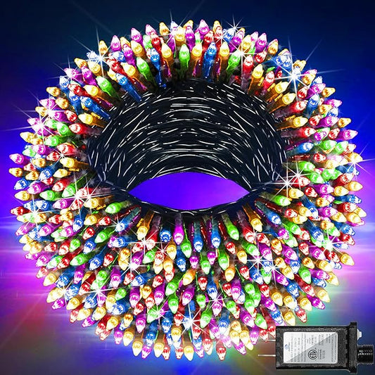 750 LED 240FT Christmas String Lights Outdoor with 12 Lighting Modes, Green Wire Christmas Lights with Timer & Dimmable, Waterproof Plug in Fairy Lights for Room Party Home Patio Xmas, Multicolor