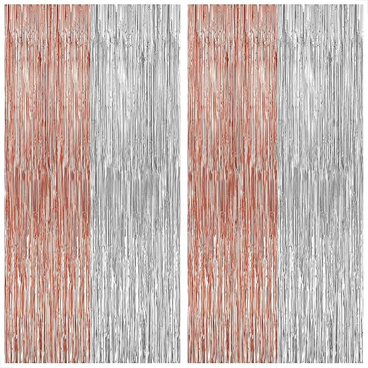KatchOn, Silver and Rose Gold Fringe Backdrop, Pack of 2 | Silver & Rose Gold Streamers for 16th Birthday, Baby Shower | Bachelorette Party, Bridal Shower Decorations | Graduation Decorations 2026