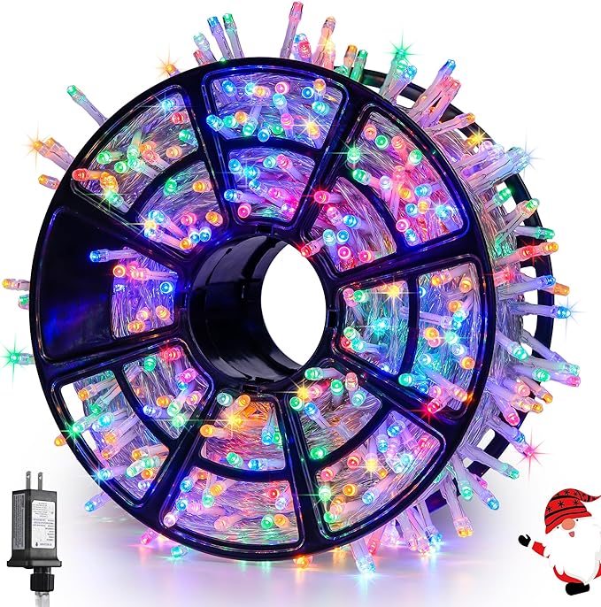 JMEXSUSS 168FT 600 LED Christmas Decor String Lights - 8 Modes Multicolor Christmas Lights Outdoor/Indoor Waterproof Plug-in Party Holiday Xmas Decorationsons
