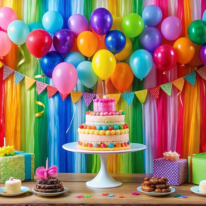 8 Rolls Crepe Paper Streamers, 8 Color Streamers 656 Ft, Rainbow Party Decorations, Streamers for Party Decorations, Birthday Decorations, Baby Shower, Wedding (1.8 in x 82 ft/Roll)