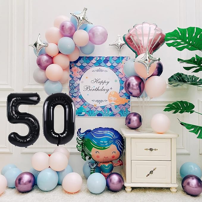 40 inch Number Balloon 0-9 Black Large Number 50 Balloons,Digital Balloons for Birthday Party Celebration Decorations Supplies, Helium Foil Number Balloons for Wedding Anniversary