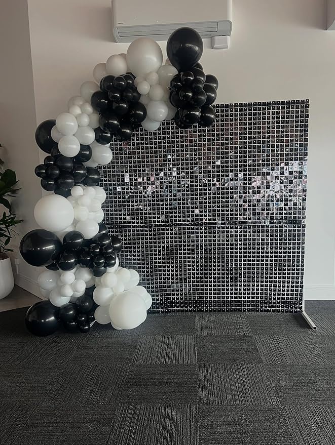 Black and White Latex Balloons, 50pcs 12 Inches White and Black Thickened Balloons with 1 Ribbon for Graduation, Wedding, Birthday Party Decorations