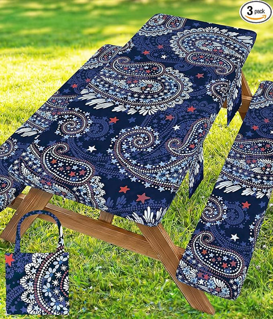 Picnic Table Cover with Bench Covers Tablecloth Table Cloth Camping Gifts for 30th 40th 50th 55th 60th 70th 80th 45th 65th 75th 40 50 55 60 65 70 Year Old Camper RV Owner Camping Lovers Men Women