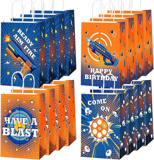 gisgfim 16 Pieces Dart War Party Supplies Bags War Birthday Goodie Treat Paper Bags Dart Theme Party favors Decorations for Baby Shower Birthday Gifts