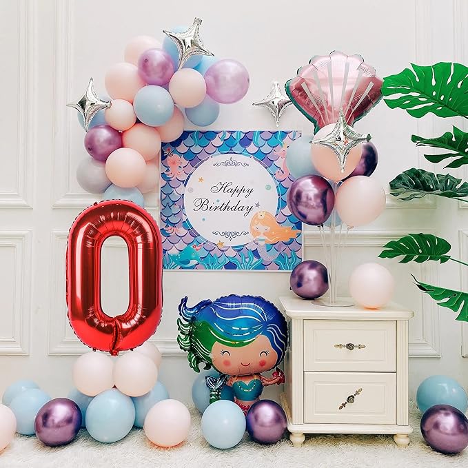 40 inch Number Balloon 0-9 Red Large Number 0 Balloons,Digital Balloons for Birthday Party Celebration Decorations Supplies, Helium Foil Number Balloons for Wedding Anniversary