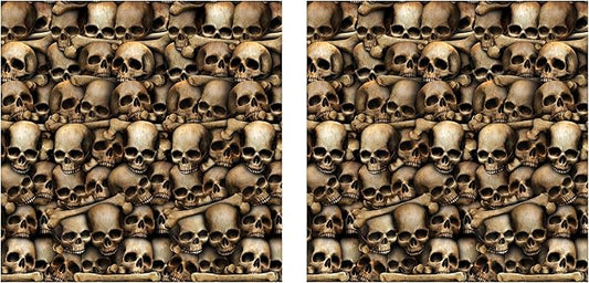 Beistle Catacombs Backdrop Wall Decorations – 2 Realistic Skull and Bone Printed Plastic Wall Coverings, Halloween Haunted House Party Décor Indoor Spooky Scene Background Display, 4 Ft x 30 Ft Each