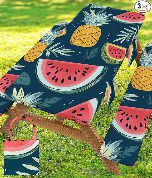 Picnic Table Cover with Bench Covers Camping Essentials Waterproof Windproof Fitted Tables and Seats Set Patio Outdoor Must Haves Stuff Tablecloth Rv Owner Camper Overlanding Activities Gadgets Kit