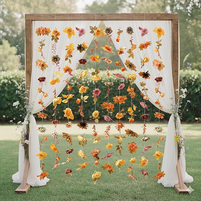 Suncalla 2 Pcs 6.6 ft Artificial Flower Garland Spring Wildflower Vines Backdrop Floral Hanging Ceiling Garland for Tea Birthday Wedding Bridal Shower Baby Shower Backdrop Wall Decor(Bright Color)