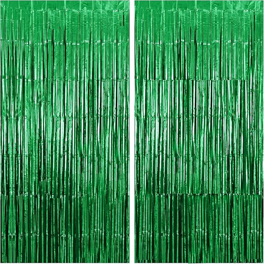 KatchOn, Green Streamers - 3.2x8 Ft, Pack of 2 | Green Backdrop for Dinosaur Birthday Decoration | Door Streamers for Jungle, Safari Party, Cinco De Mayo Decorations | Graduation Decorations 2026