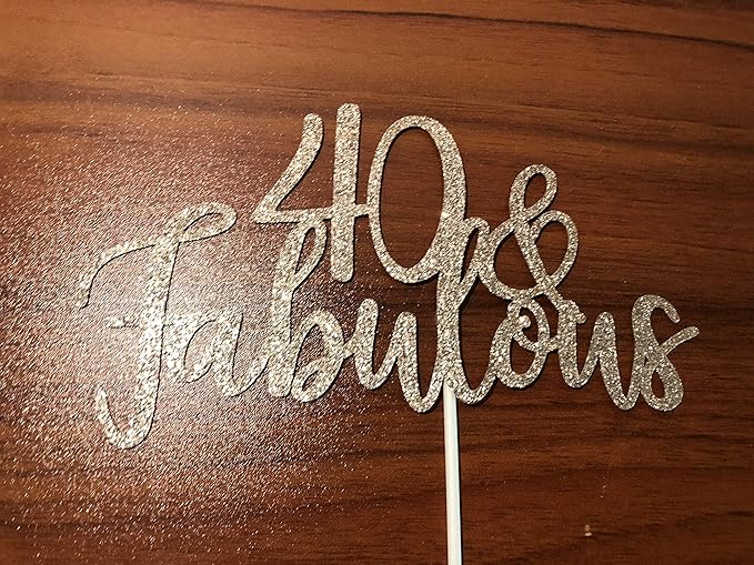 40 and Fabulous Cake Topper Rose Gold Glitter 40th Birthday Cake Topper Forty and Fabulous Birthday Cake Topper for Women