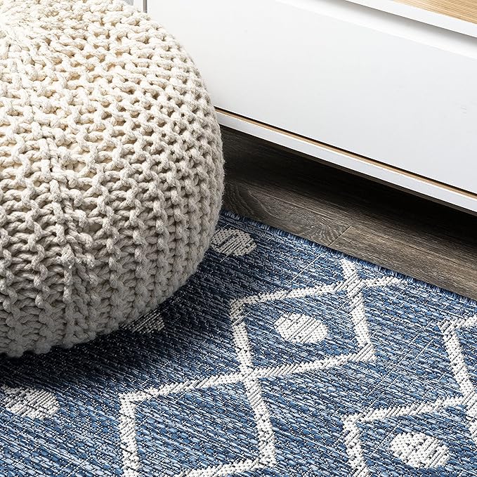 JONATHAN Y Tribal Bohemian Indoor Outdoor Runner Rug 2X8 Blue/Ivory, Nokat for Backyard, Patio, Porch, Easy-Cleaning, High Traffic, Pet-Friendly, Non-Shedding (SMB131C-28)