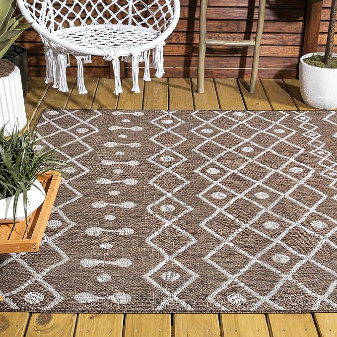 JONATHAN Y Tribal Bohemian Indoor Outdoor Area Rug 3X5 Brown/Beige, Nokat for Backyard, Patio, Porch, Easy-Cleaning, High Traffic, Pet-Friendly, Non-Shedding (SMB131B-3)