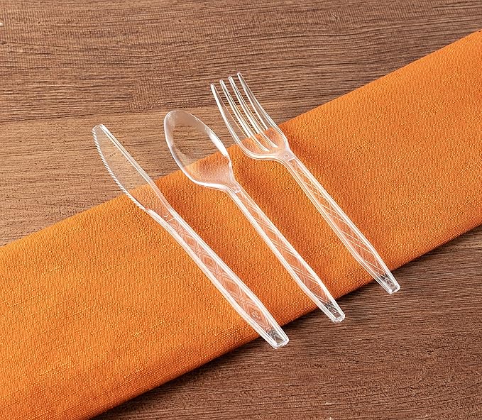 PARTY BARGAINS Argyle Settings Clear Plastic Cutlery Set 2160‑Piece – 1080 Forks, 720 Spoons, 360 Knives – Heavy‑Duty Disposable Utensils for Parties, Weddings, Buffets, BBQs & Catering – BPA Free