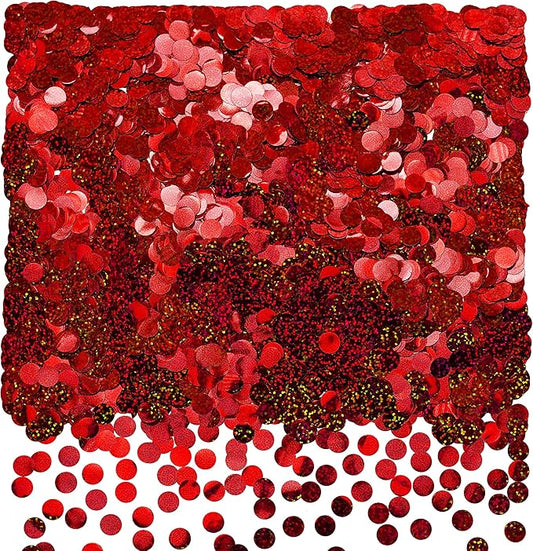 Sparkle Red Foil Metallic Round Table Confetti Decor Circle Dots Mylar Table Scatter Confetti Wedding Bachelorette Valentines Mothers Day Baby Shower Birthday New Years Party Confetti Decoration, 60g