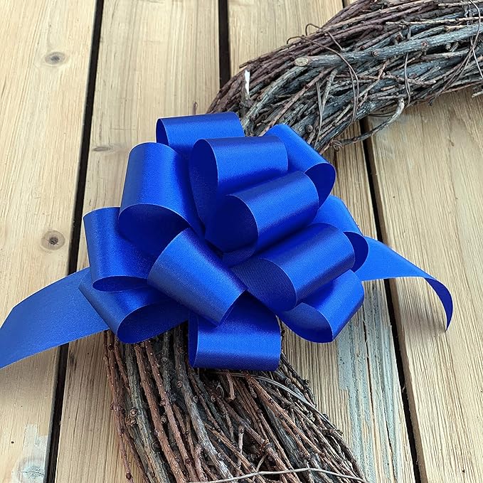 Royal Blue Decorative Gift Pull Bows - 5" Wide, Set of 10, Police Support, 4th of July, Baby Shower, Birthday, USA, Veterans Day, Christmas Tree