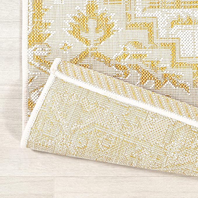 JONATHAN Y Boho Medallion Indoor Outdoor Area Rug 9X12 Cream/Yellow, Estrella Textured Weave for Backyard, Patio, Porch, Easy-Cleaning, High Traffic, Pet-Friendly, Non-Shedding (SMB105H-9)