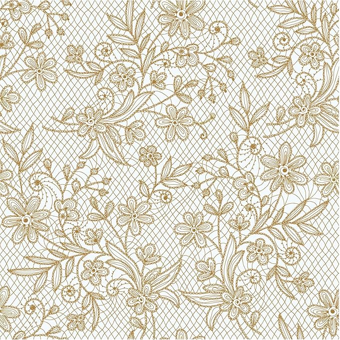 Exquisite Lace Table Cloth Rectangle Table Plastic 6-Pack Lace Tablecloth Rectangular 54" X 108" | Clear & Gold Floral Tablecloth Disposable | Wild Flower Party Decorations & Party Supplies