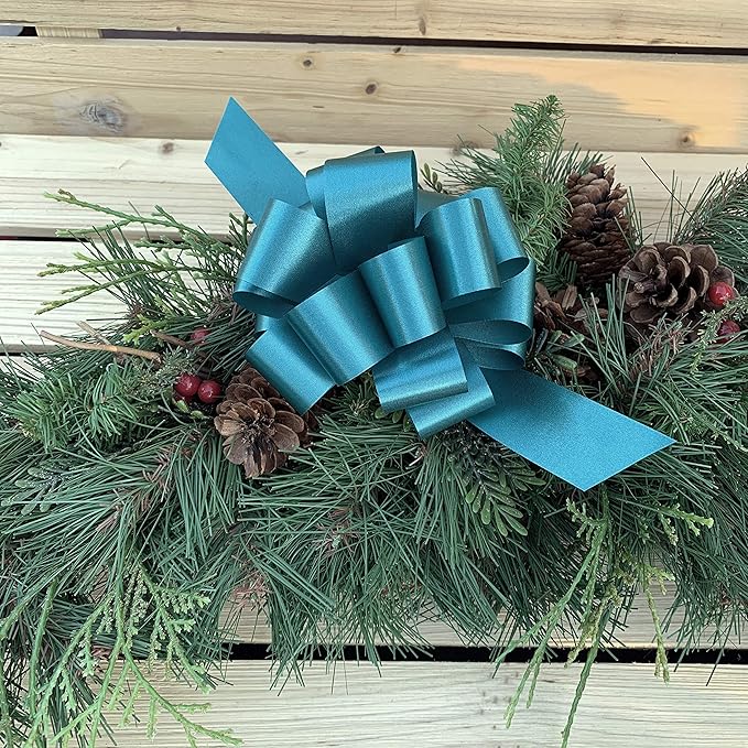 Teal Decorative Gift Pull Bows - 5" Wide, Set of 10, Wreath, Spring, Summer, Swag, Garland, Gift Basket, Presents, Birthday, Fundraiser, Classroom, Office, Decoration, Christmas, Easter