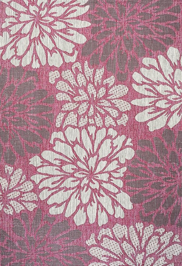 JONATHAN Y Floral Textured Weave Indoor Outdoor Area Rug 8X10 Fuchsia/Light Gray, Zinnia Modern for Backyard, Patio, Porch, Easy-Cleaning, High Traffic, Pet-Friendly, Non-Shedding (SMB110F-8)