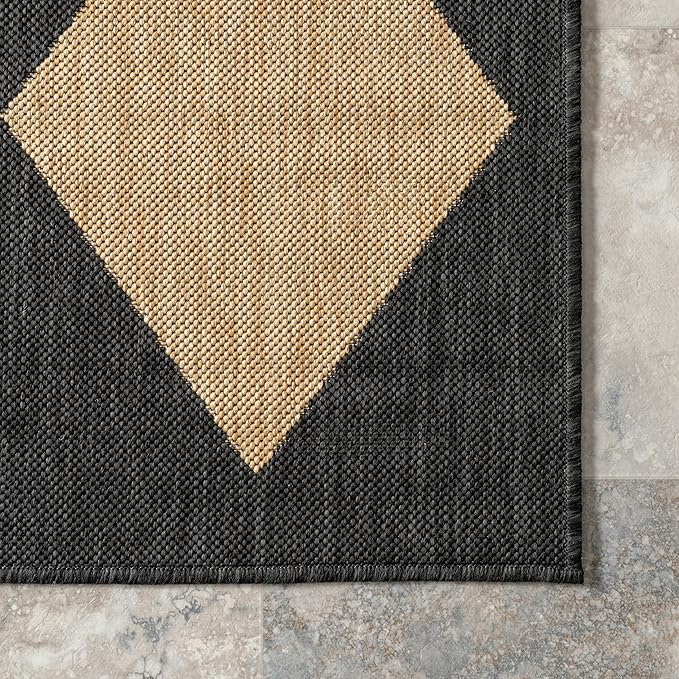 Nuloom Outdoor Performance Collection Sabina Dark Grey/Ivory, 5' x 8', Soft, High Traffic, Stain Resistant, Easy Clean, Durable Area Rug for Indoor/Outdoor Patio, Deck, Porch, Garden, Courtyard