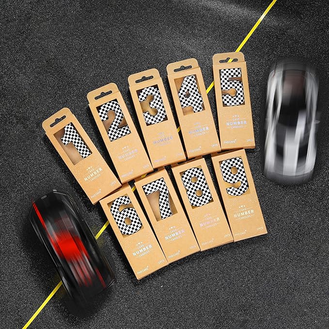 PHD CAKE 2.76 Inch Number 9 Racing Birthday Candles, Cool Racing Themed Number Candles, Cake Number Candles, Party Celebration, Style Candle