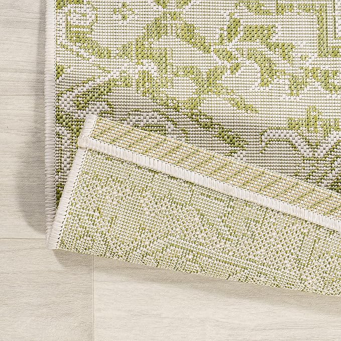 JONATHAN Y Boho Medallion Indoor Outdoor Runner Rug 2X10 Cream/Green, Estrella Textured Weave for Backyard, Patio, Porch, Easy-Cleaning, High Traffic, Pet-Friendly, Non-Shedding (SMB105E-210)