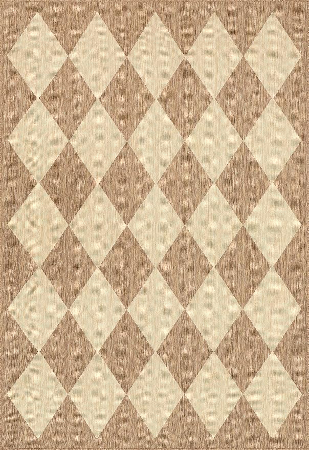 nuLOOM Outdoor Performance Collection Sabina Brown/Ivory, 6'7" x 9', Soft, High Traffic, Stain Resistant, Easy Clean, Durable Area Rug for Indoor/Outdoor Patio, Deck, Porch, Garden, Courtyard