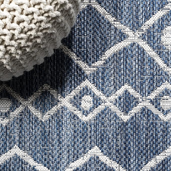 JONATHAN Y Tribal Bohemian Indoor Outdoor Runner Rug 2X8 Blue/Ivory, Nokat for Backyard, Patio, Porch, Easy-Cleaning, High Traffic, Pet-Friendly, Non-Shedding (SMB131C-28)