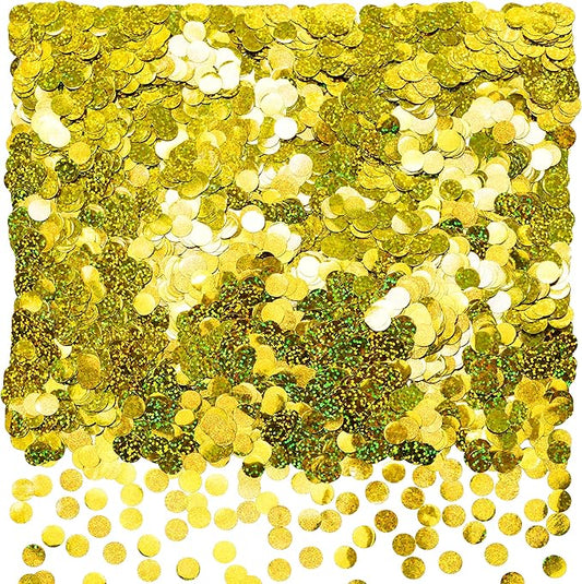 Gold Sparkle Foil Mylar Round Confetti Circles - Dot Graduation Wedding Table Scatter Centerpieces Baby Shower Birthday Engagement Party Favors Celebrations Decorations, 60g