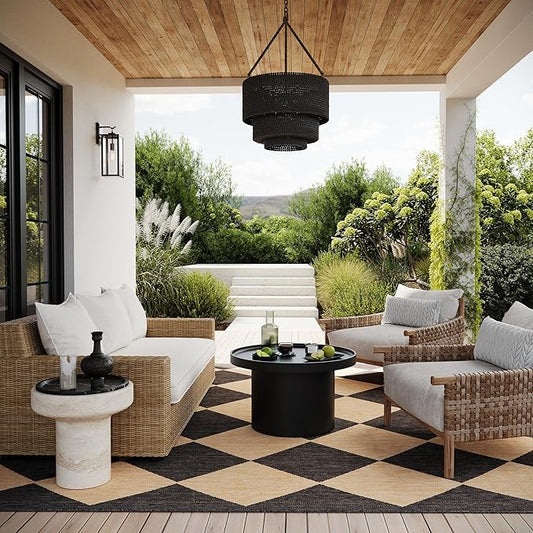 Nuloom Outdoor Performance Collection Sabina Dark Grey/Ivory, 8' Square, Soft, High Traffic, Stain Resistant, Easy Clean, Durable Area Rug for Indoor/Outdoor Patio, Deck, Porch, Garden, Courtyard
