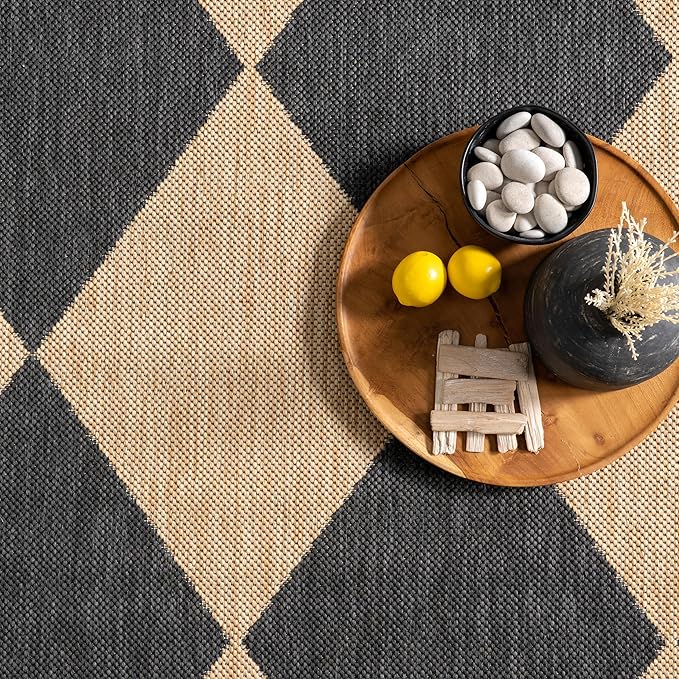 Nuloom Outdoor Performance Collection Sabina Dark Grey/Ivory, 2' x 6', Soft, High Traffic, Stain Resistant, Easy Clean, Durable Runner for Indoor/Outdoor Patio, Deck, Porch, Garden, Courtyard