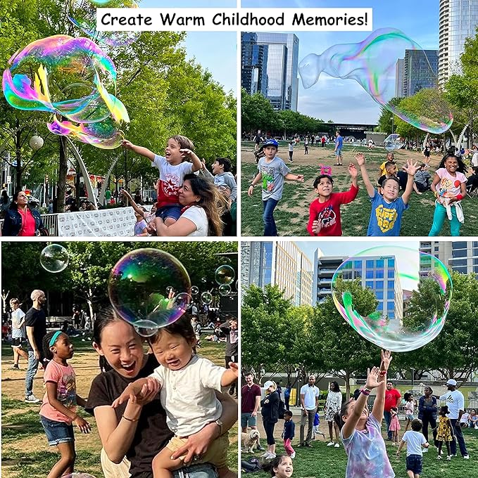 | Made in USA | Includes Two Wooden Wands, a Tips/Tricks Booklet, and 1 Large Bottle of Bubble Mix - Makes Gallons of Big Bubble Solution for Parties and Fun (Party: 2 Wands and Large Mix)