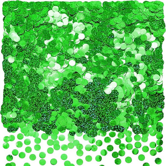 Green Sparkle Metallic Foil Round Confetti Summer Tropical Jungle Safari Graduation Wedding Table Scatter Centerpiece Baby Shower Birthday Christmas Party Celebration Decoration, 60g