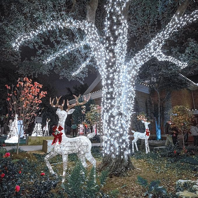 66FT 200 LED Outdoor String Lights, Plug in Christmas Lights Indoor Waterproof, 8 Modes Connectable Fairy Twinkle Lights for Indoor Bedroom Garden Yard Tree Wedding Holiday Decorations, White